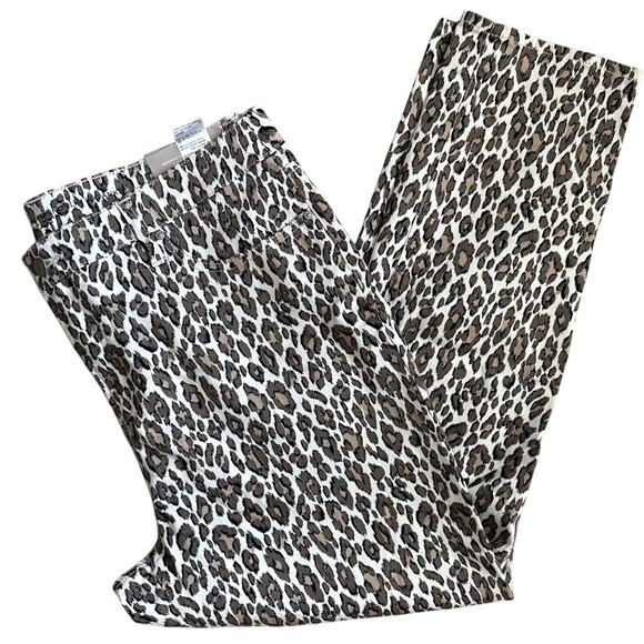 Chico’s So Slimming Girlfriend Cheetah Print Slim Leg Ankle Jeans Brown Size 14R - Picture 6 of 10